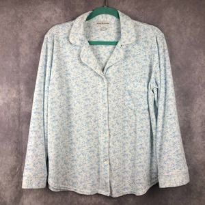 Miss Elaine Pajama Top Shirt Womens Large Floral Long Sleeve Button Up Cottage‎